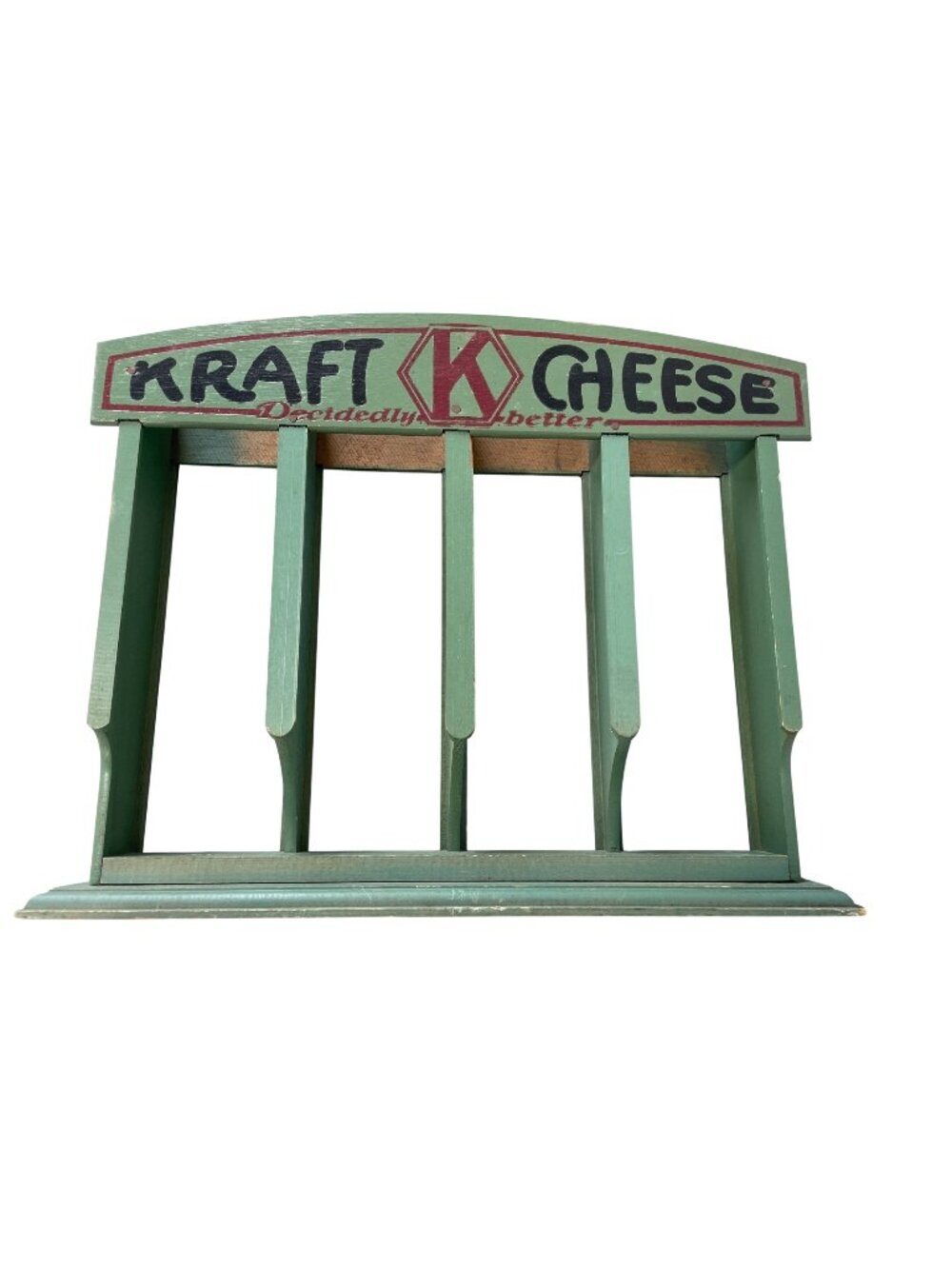 Vintage Kraft Wooden Cheese Store Display Shelf Green Farm Decorative Collectibl